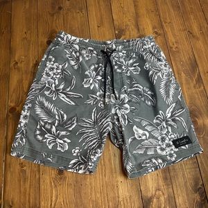 Barney Cools fern board shorts size 30 Hawaiian print shorts gray and white